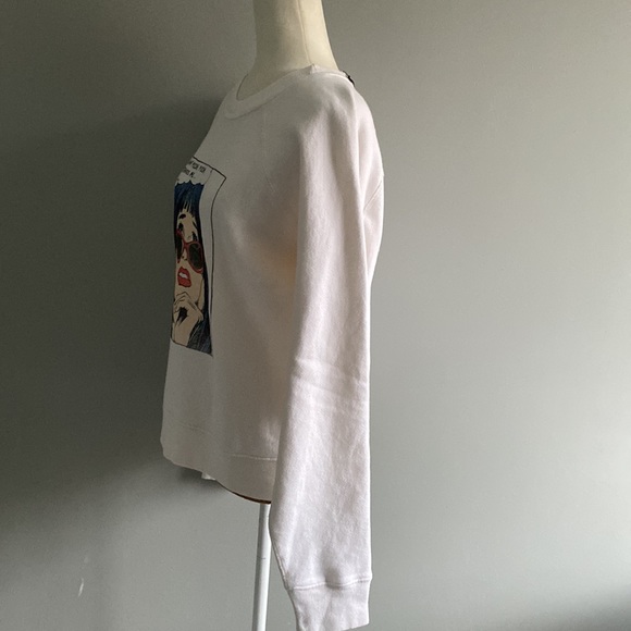 NWT Re/Done I Just Want Pizza Crewneck Sweater | Sweatshirt in Off White - Picture 11 of 12